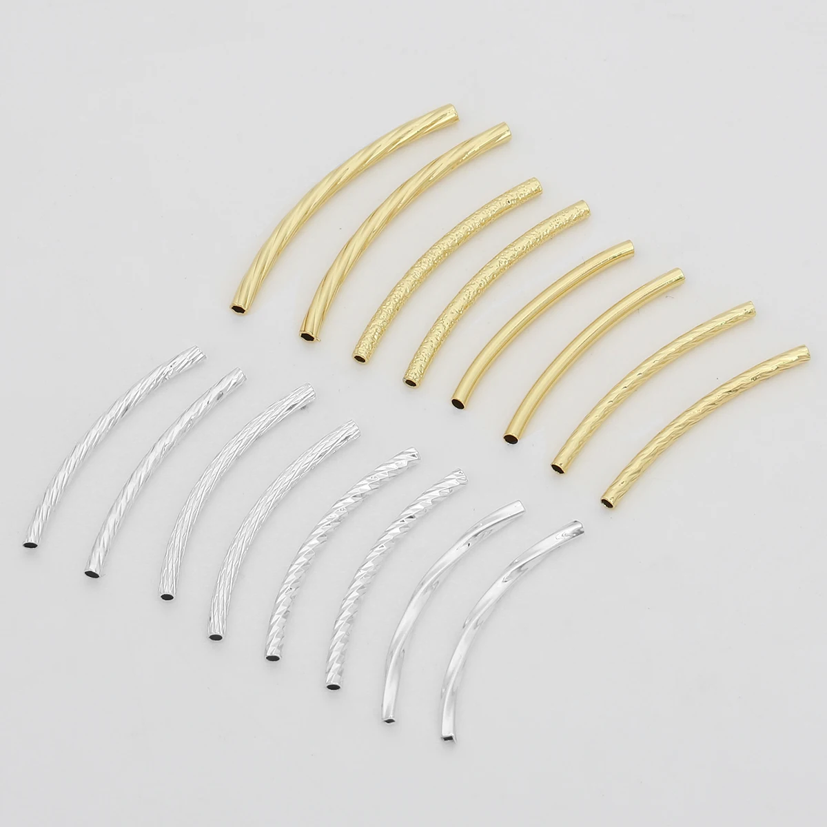 1pc 14k Gold/Silver Plated Long Curved Tube Beads Connectors Copper Tube Accessories For DIY Jewelry Making