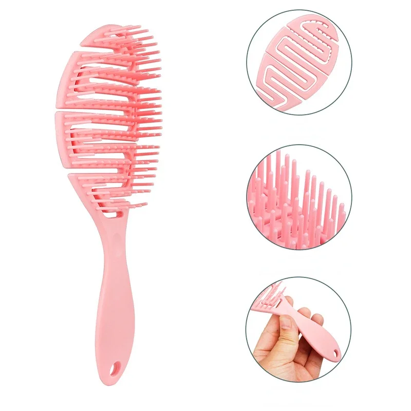 Hollow S-shaped Scalp Massage Comb Womens Household Wet Dry Long Hair Curly Hair Styling Comb Anti-detangling Hairdressing Brush