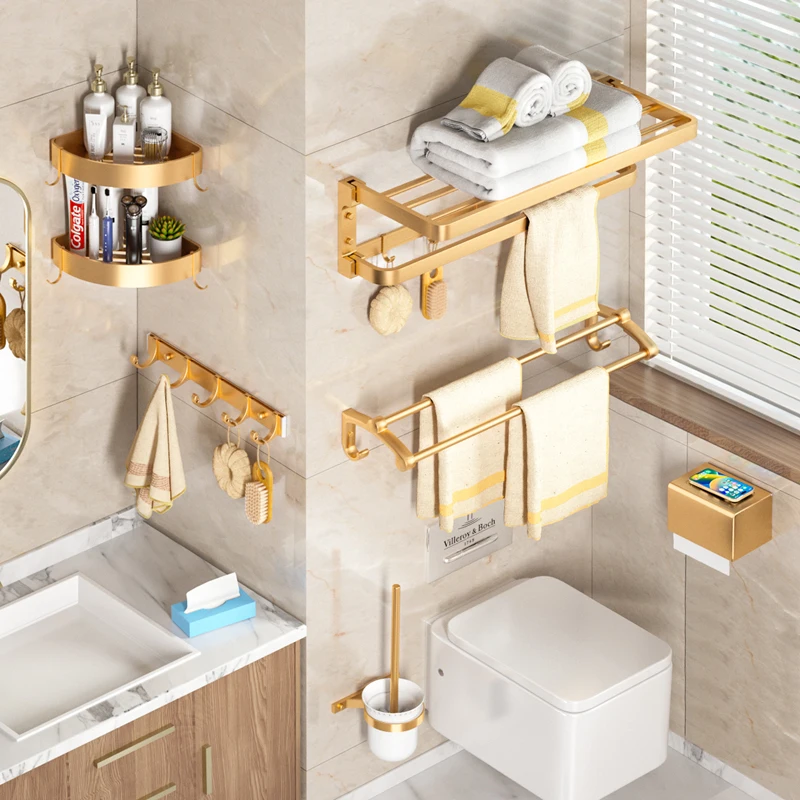 Contemporary Bathroom Set Accessories Towel Rack Toothbrush