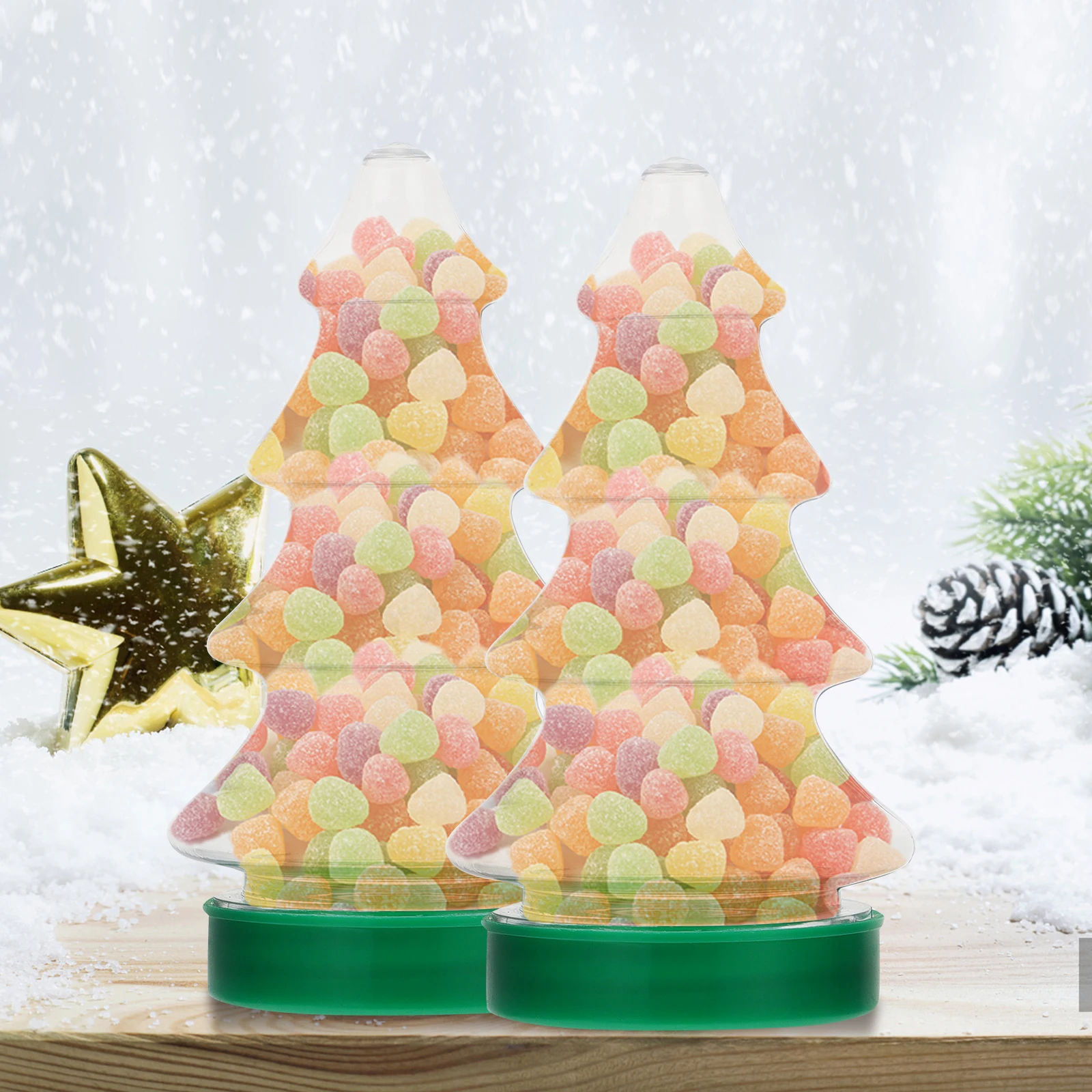 

3pcs Candy Bottles Christmas Tree Shaped Storage For Chocolate Biscuits Jar Festival Gift Container Xmas Decor