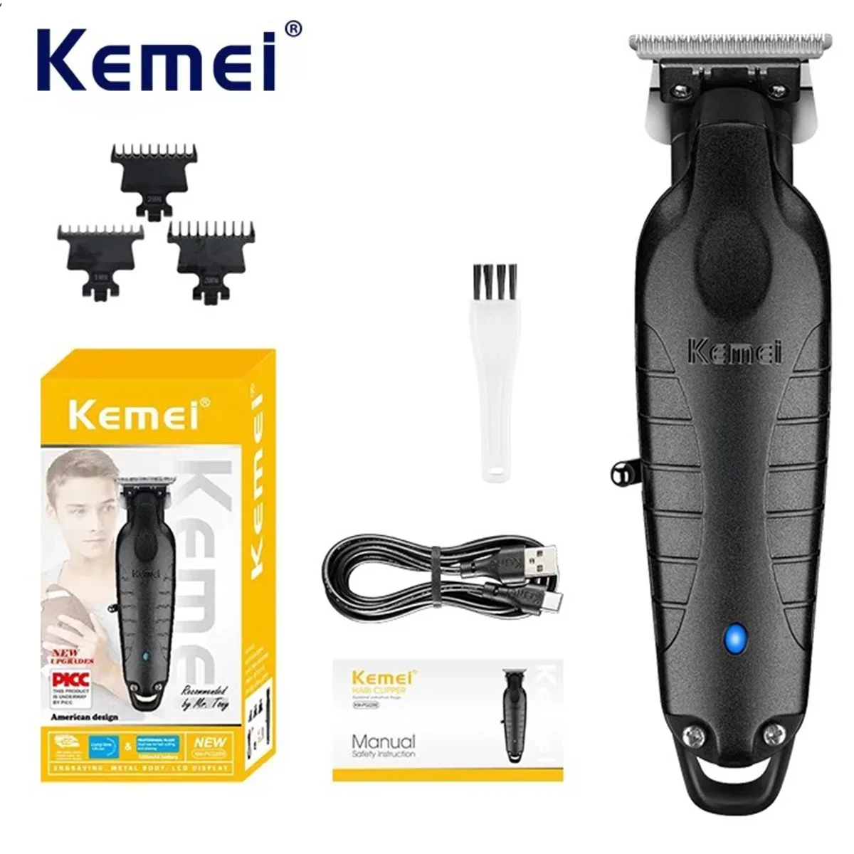 

Kemei 2299 0mm Zero Gapped Carving Hair Clipper Barber Cordless Hair Trimmer Professional Electric Men Finish Cutting Machine
