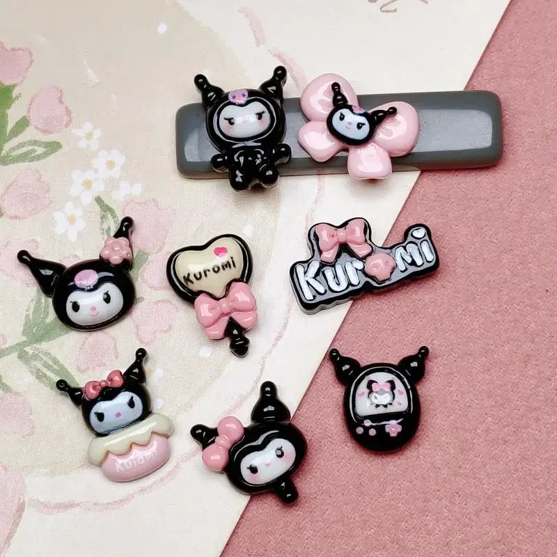 Sanrios 10Pcs Kawaii Nail Accessories Kuromi Charm Diy Series Handmade Jewelry Art Decoration Cartoon Anime Kawaii Toys Gifts