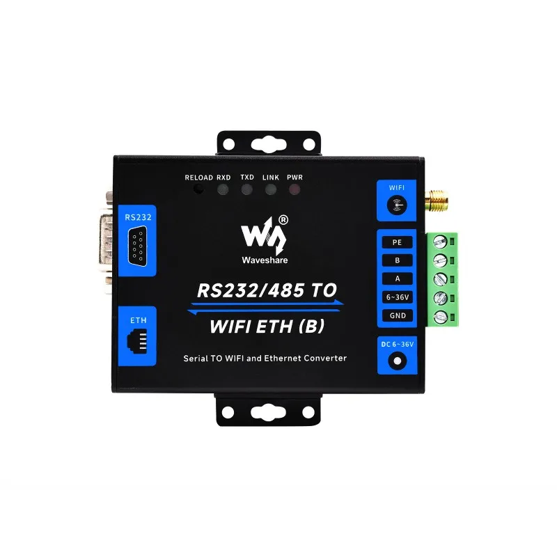 Waveshare Industriële Kwaliteit Seriële Server Rs232/485 Naar Wifi En Ethernet, Modbus Gateway, Mqtt Gateway, Metalen Case