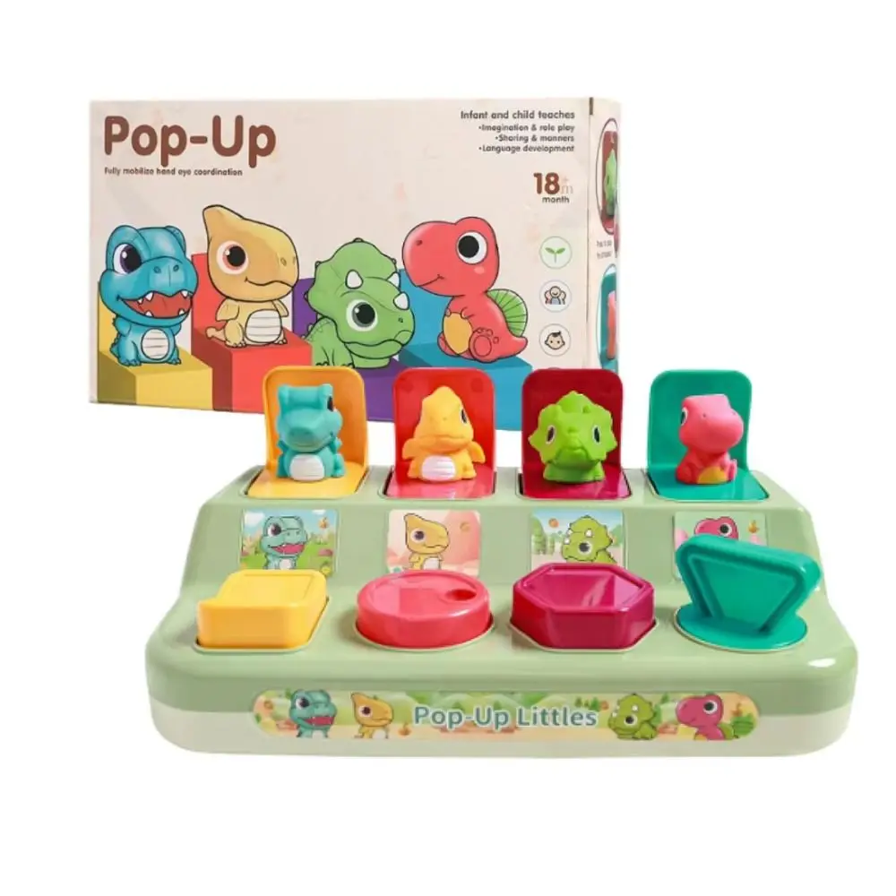 صندوق تبديل ديناصور مونتيسوري، زر حيوانات كرتونية، صندوق حيوانات تفاعلي متين، نشاط ملون، منبثق للأطفال