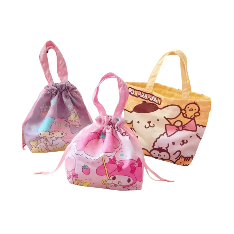 Sanrio cartoon Hello kitty My melody little twin star anime cute drawstring lunch bag portable large capacity storage bag kawaii