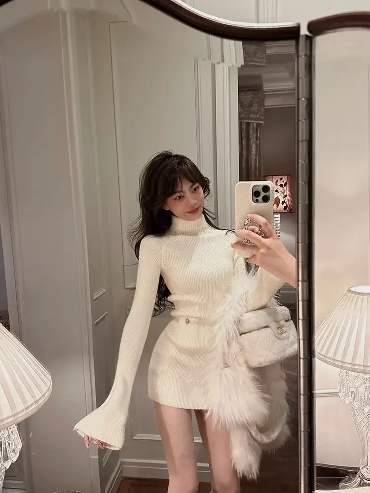 Japanese Sweet Mini Dress Women Lace Doll Collar Shirt + Fairy Bow Pink Dress Set Elegant Fashion Birthday Party Dress Sets Fall