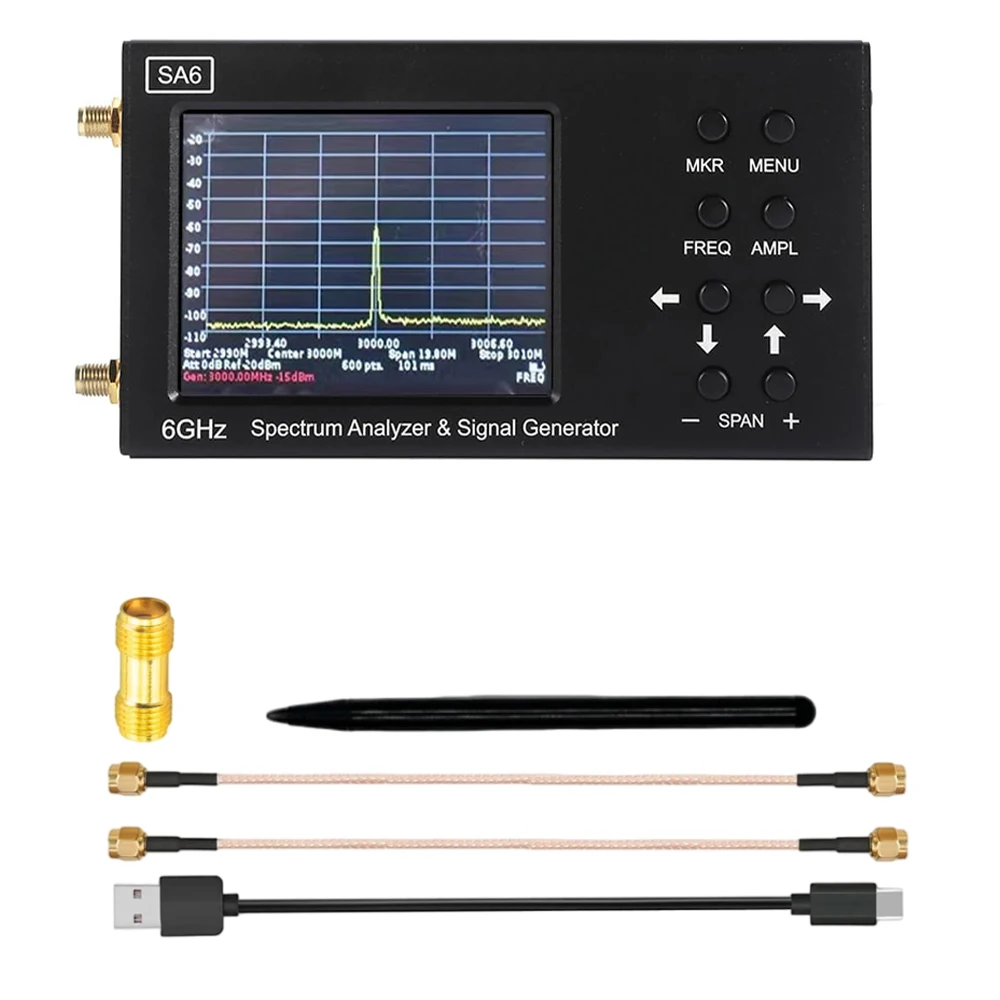 SA6 6GHz Spectrum Analyzer Signal Generator with 3.2inch Touch Screen 35MHz~6200MHz Multifunctional Spectrum Analyze