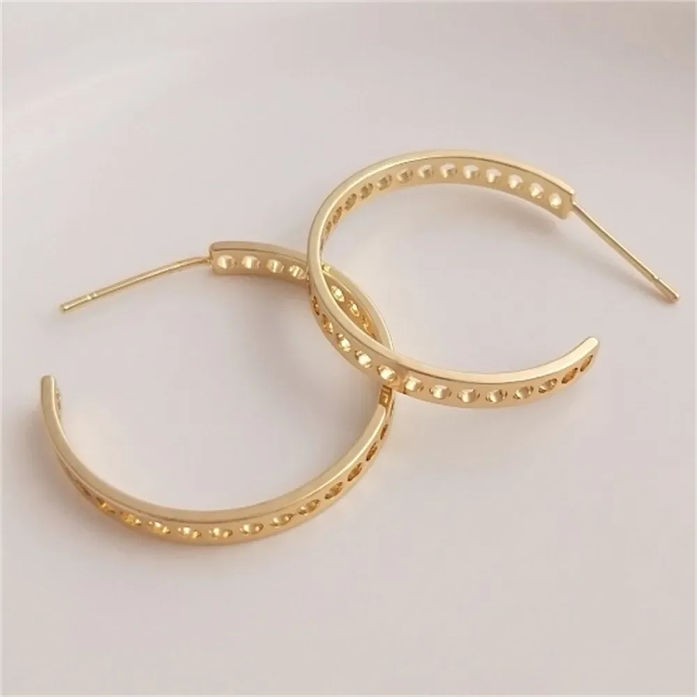 

14K Gold-plated C-shaped Round String Hole Earrings S925 Silver Needle DIY Handmade Earrings Ear Accessories Handmade Materials