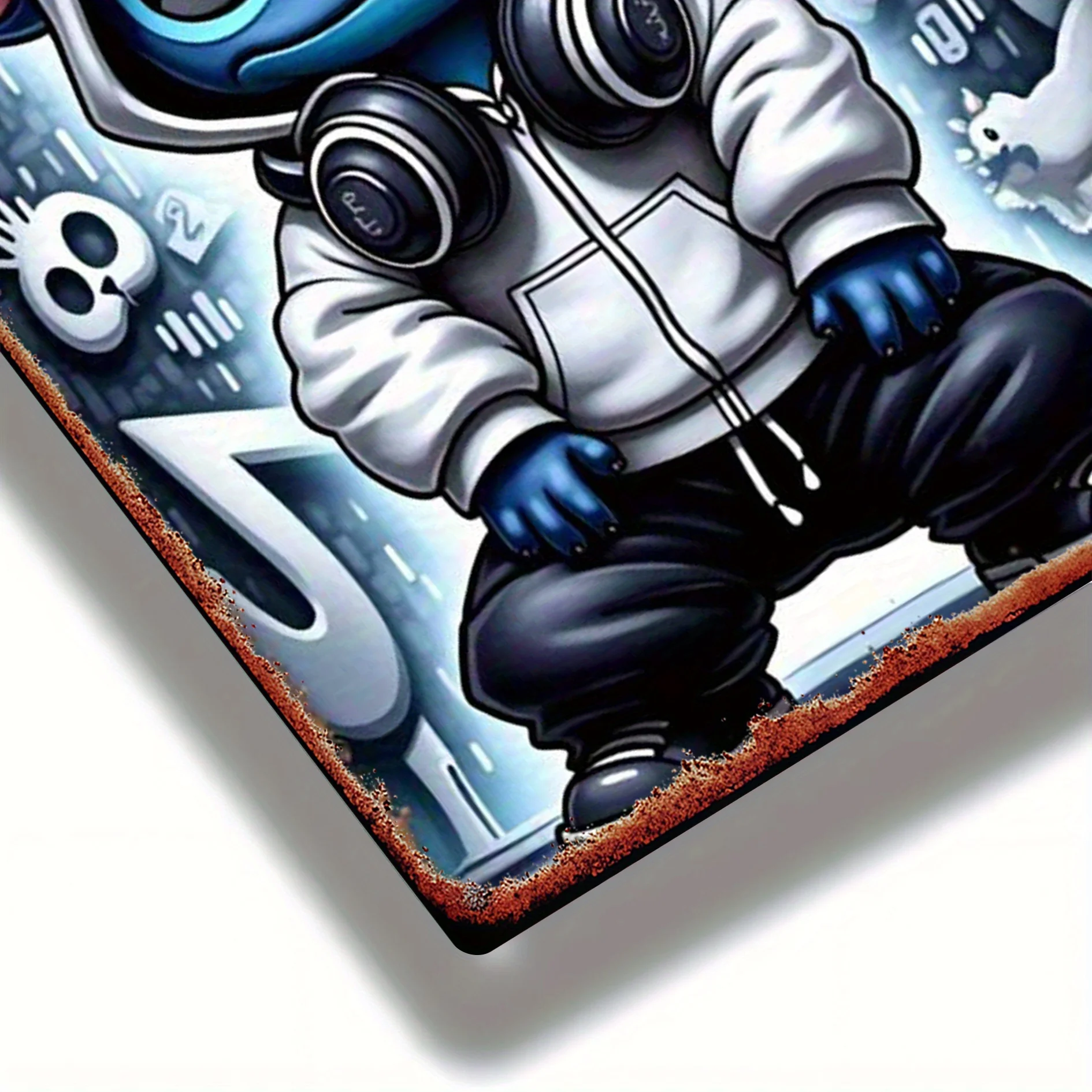 قطعة واحدة من لوحة فنية جدارية معدنية على شكل موسيقى غرزة - لوحة زخرفية حديدية ريفية مقاس 20.32 × 30.48 سم مع تصميم ملهم، مثالية للأطفال