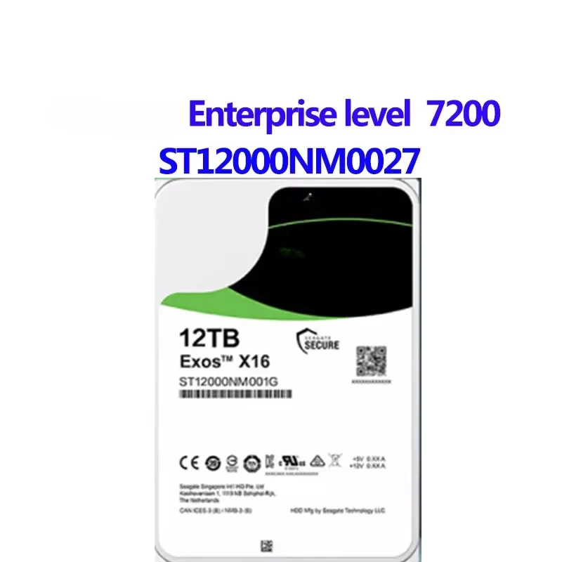 

Жесткий диск ST12000NM0027 SAS 12 Гб/с 3,5 дюйма, жесткий диск SEAGATE EXOS X12 12 ТБ 7200 об/мин 256 Мб 512e/4Kn ST12000NM0037, жесткий диск для сервера
