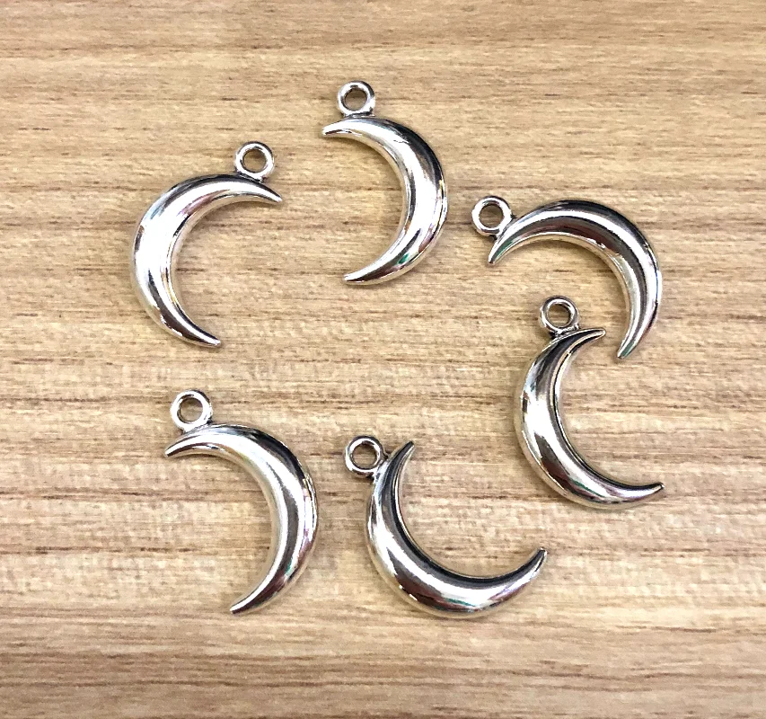 25pcs   18*10mm  Alloy metal DIY accessories moon shaped pendants for handmade   HW2781