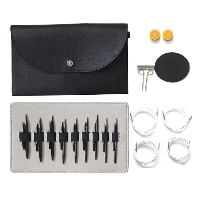 Interchangeable Circular Needle Set with Case & Accessories 3.0mm-6.0mm Aluminum Circular Knitting Needle Knitting Dropship