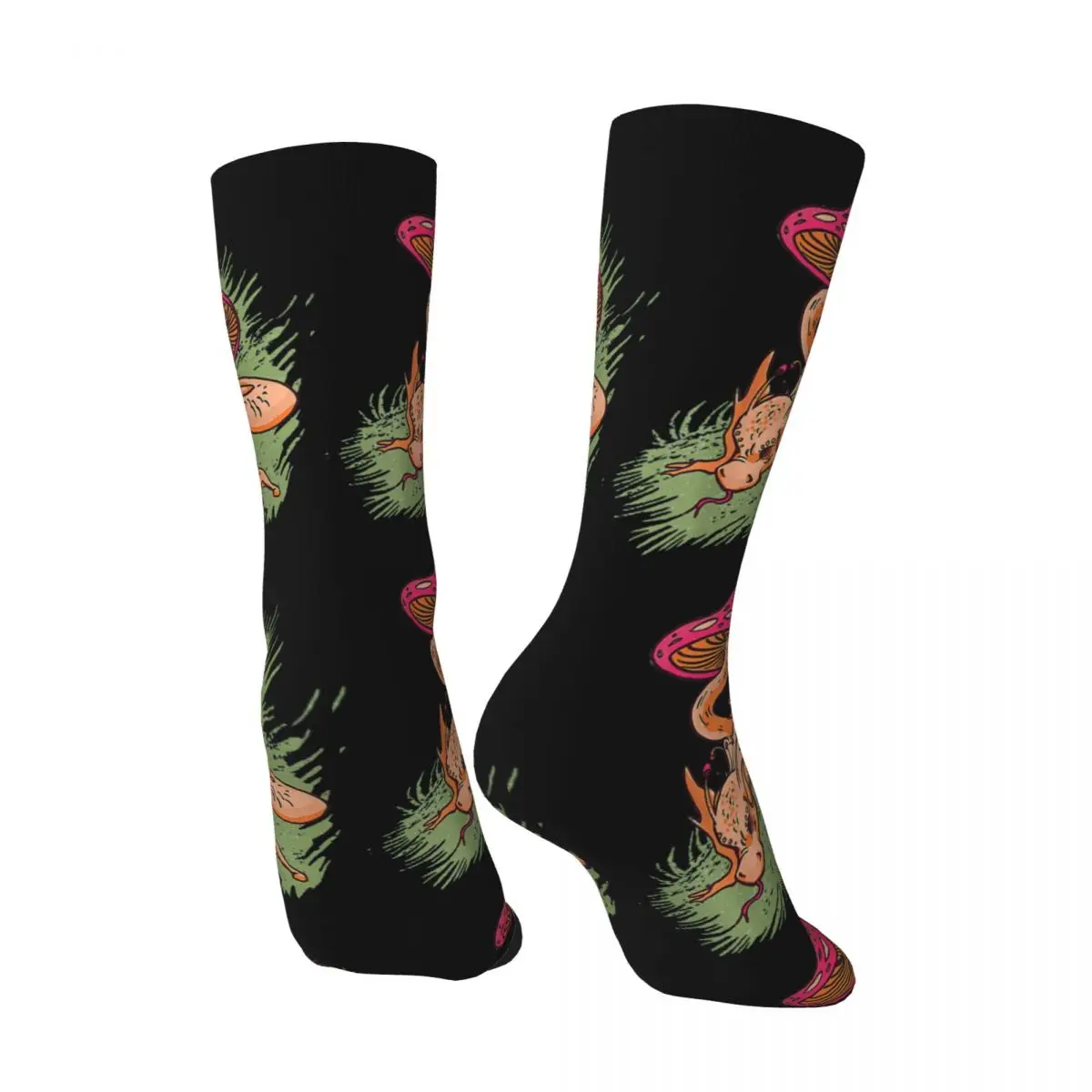 Calzini a compressione da uomo felici semplici e fermagli Vintage Harajuku Magic Mushroom Fantasy Animation Hip Hop Seamless Crew Sock