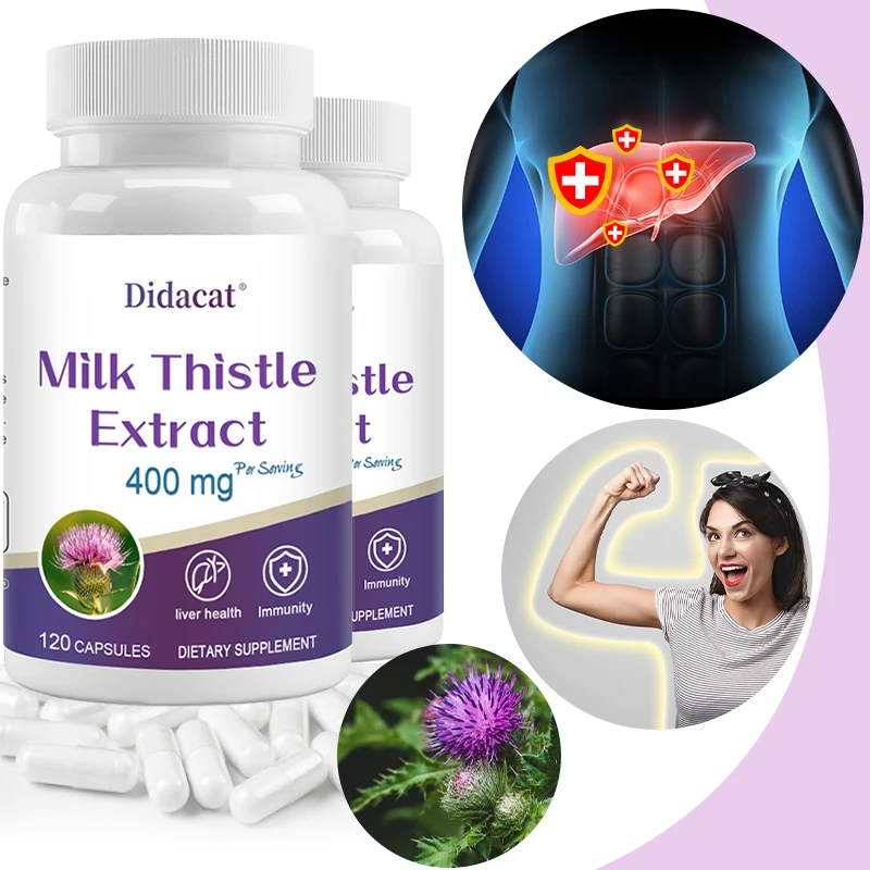 Milk Thistle Extract Capsules - Liver Detoxification and Cleansing Repair, Healthy Liver Function, Immune Support