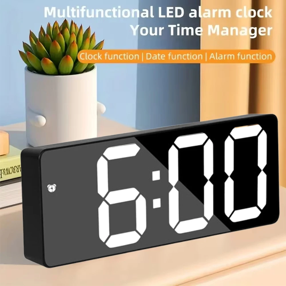 Latest Digital Clock LED Alarm Clock Bedroom Electronic Desktop Clock With Temperature Display Adjustable Brightness 12/24 Hours