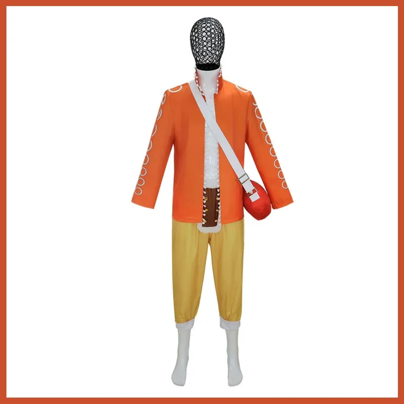 Disfraz de Cosplay de Anime Usopp, peluca explotada de dos años después, abrigo naranja de manga larga, uniforme para hombre, traje de Navidad y Halloween, 5ftu ^ 5 pies