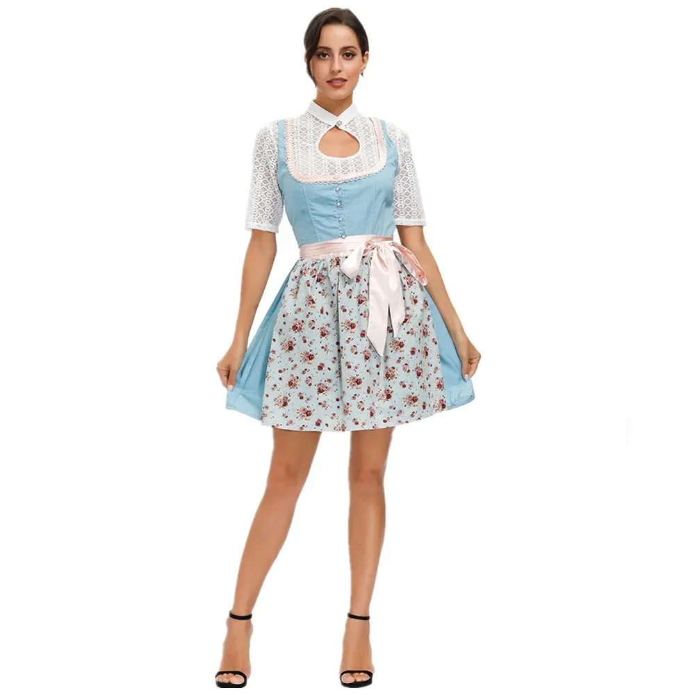 German Bavarian Oktoberfest Costumes Apron Dirndl Traditonal Beer Girl Costume Wench Waitress Outfit Cosplay Fancy Party Dress