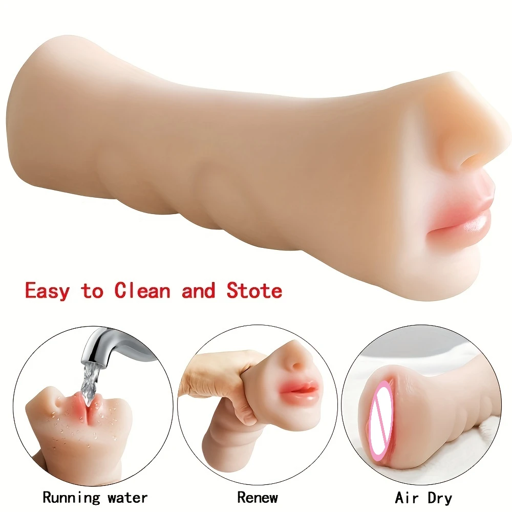 2 in 1 Male Masturbators Cup Sex Doll Realistic Textured Mouth Vagina Anus Masturbator Deep Throat Oral Adult Sex Toys for Men