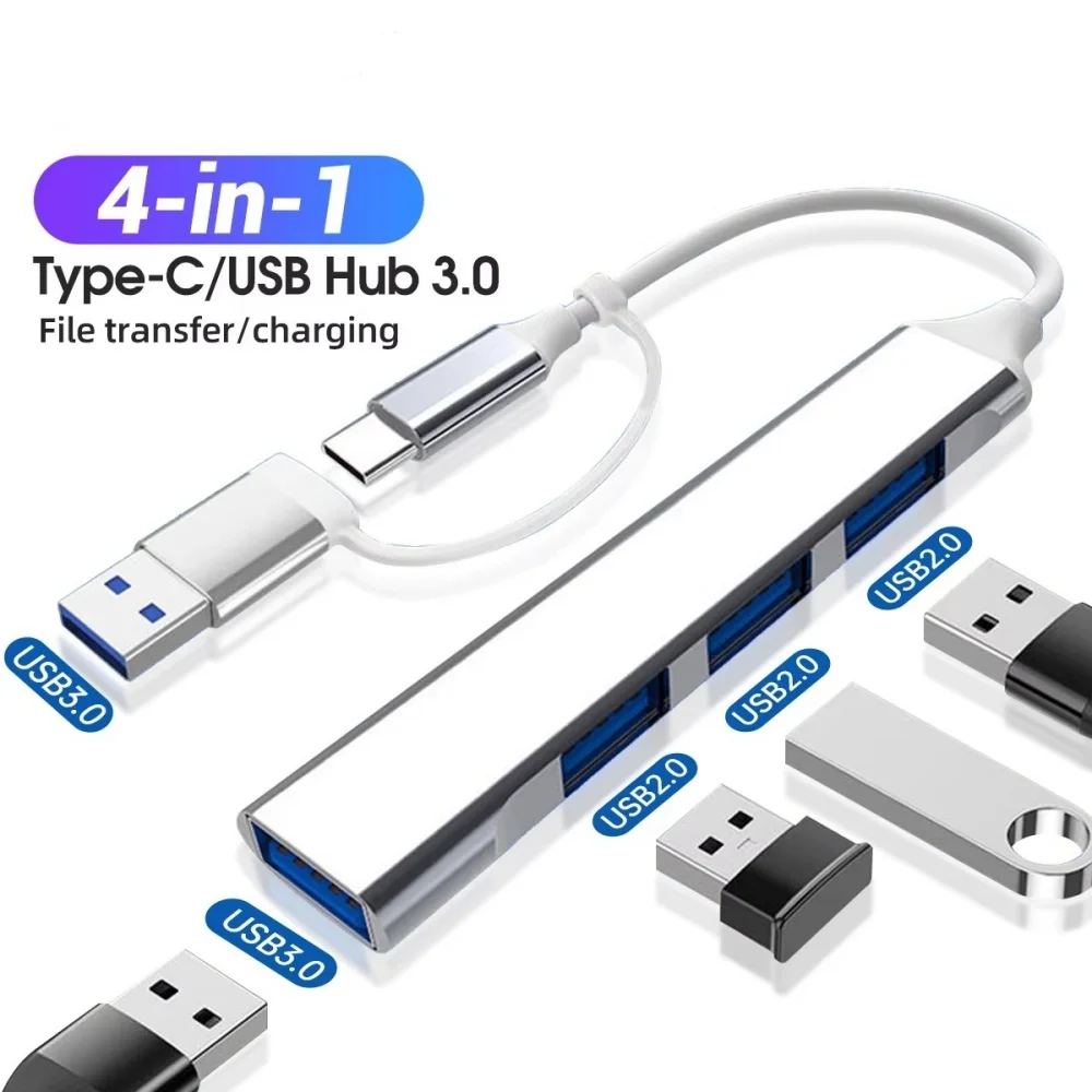 2-in-1 USB 3.0 Docking Ststion USB HUB 4 Ports Multi Splitter Typ C HUB OTG Adapter für Notebook Lenovo PC Dell MacBook Air Pro