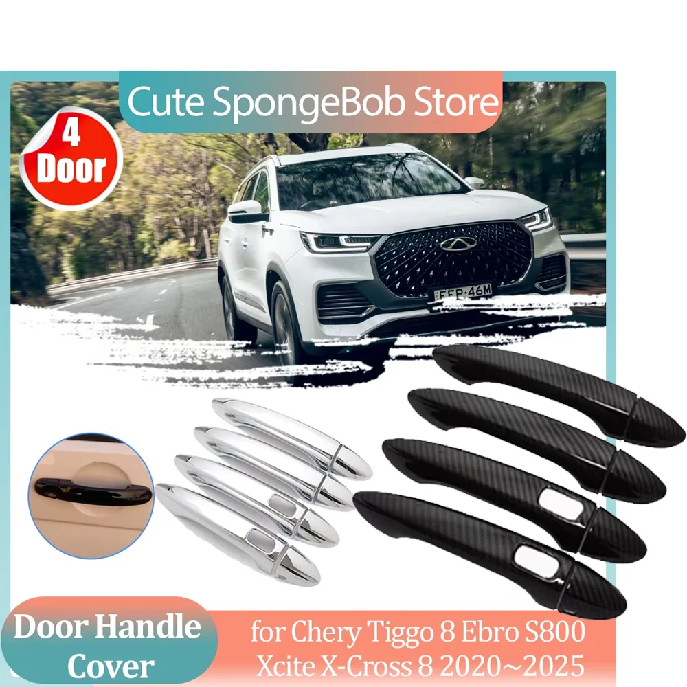 

Car Handle Cover for Chery Chirey Tiggo 8 Ebro S800 Xcite X-Cross 8 Carbon Fiber ABS Door Sticker Trim Strip Cap Part Accessorie