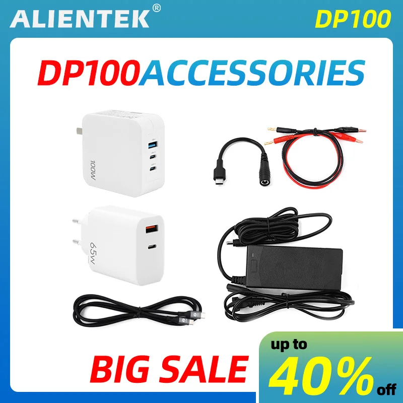 ALIENTEK DP100 DC Power Supply Accessories Alligator Clip Test Cable 32V Power Adapter PD 65W C2C 100W for DP100 Output