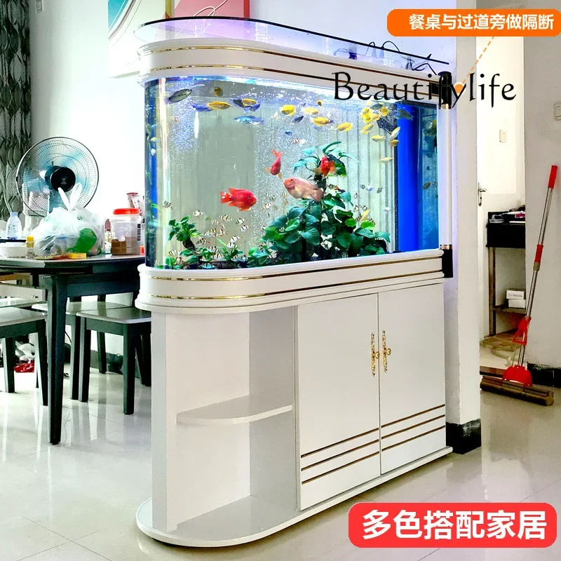 N45 Fish tank aquarium living room small household screen water free partition shoe cabinet large bottom filter tank