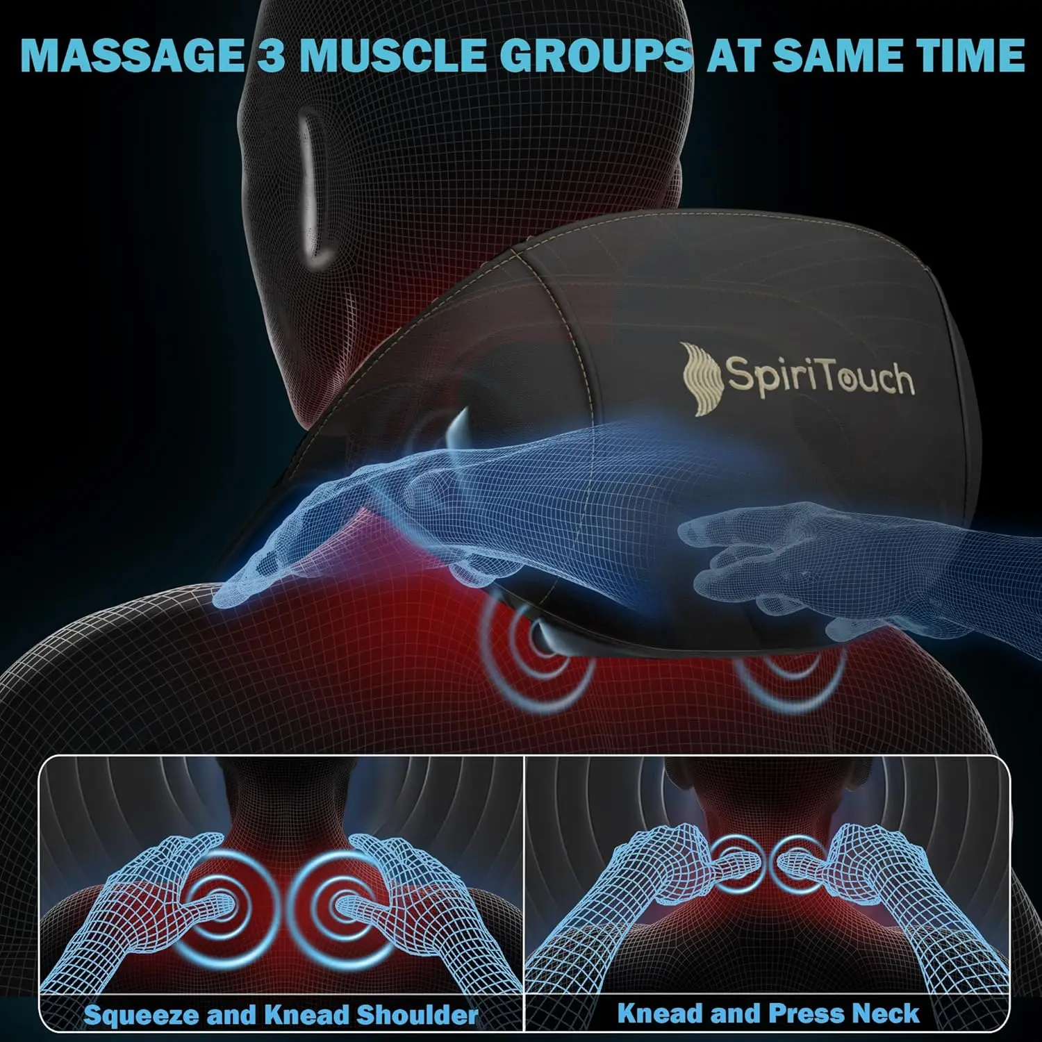 Pro Shiatsu Neck Massager with Heat,4D Heated Neck and Shoulder Massager,Neck Massager for Pain Relief Deep Tissue,Shoulder Mass