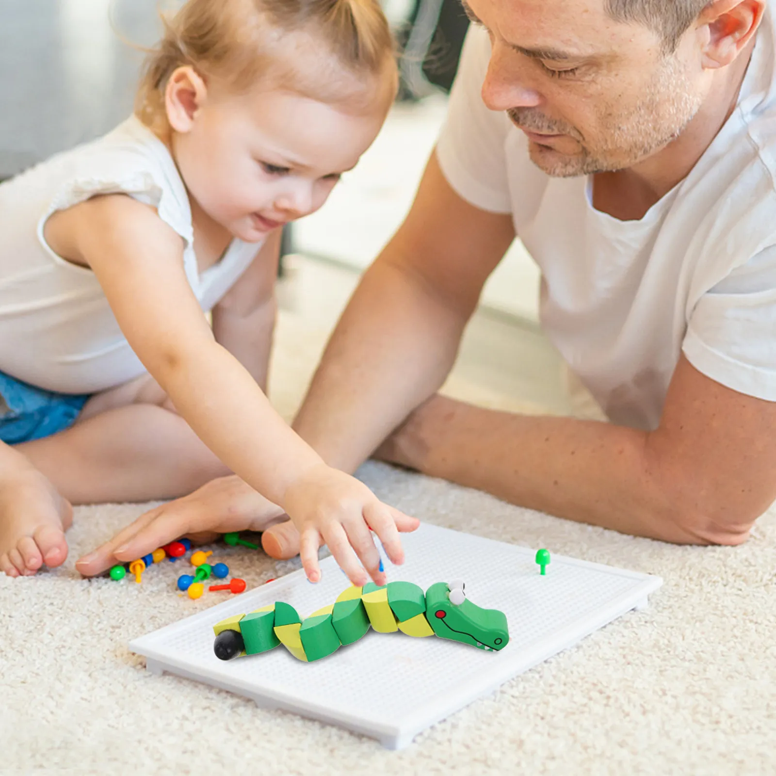 

Colorful Wooden Alligator Twisting Blocks Early Learning Puzzle for Toddlers Creative Fine Motor Skills Educational Interactive