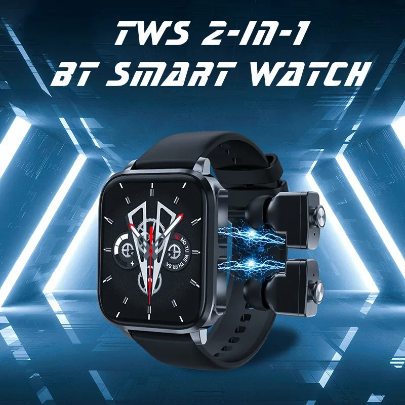 Smartwatch T22 TWS, 2in 1, frequência ultra cardíaca, pressão arterial, sono, fone de ouvido multifunções, novo modelo