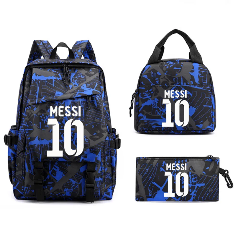 3pcs Messi School Bags Teen Girls Boys Laptop Rucksack Student Shoulder School Bag Simple Style Capacity Backpack With Lunch bag