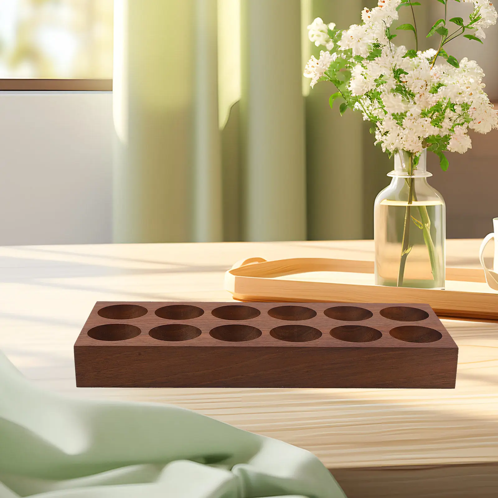 

Reusable Coffee Bean Tube Organizer Wooden Test Tube Holder Sampling Rack Stable Display Stand for Glass Coffee Vials
