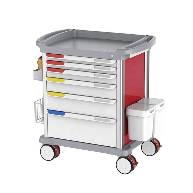 

Luxury Hospital Crash Drug Emergency Cart Medical Laboratory Supplies ABS Emergency Crash Cart Medical Trolley