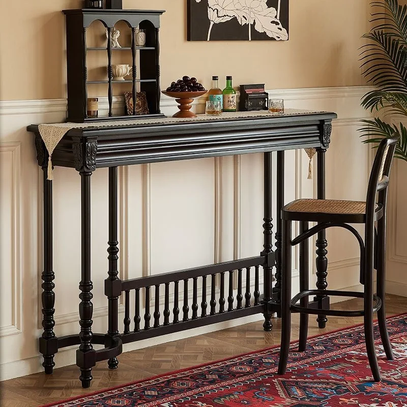 

American retro solid wood semi-round entrance table, table against the wall, cabinet, decorative