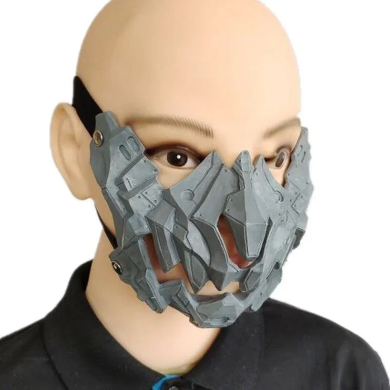 

Grey Mechanical beak Mask Japanese Anime Mechanical Tiger Mask Science Fiction Metal Monster Mask Festival Party Half Face Masks