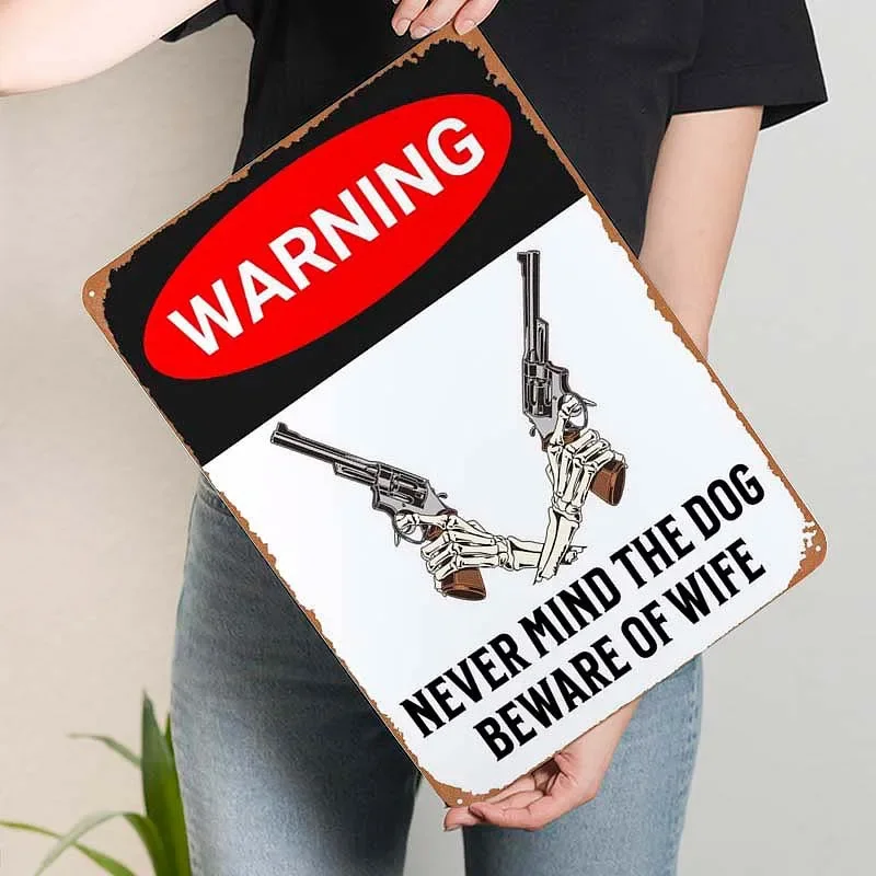 WARNING WIFE SKELETON Sign Wall Decor Living Room Decor Aesthetics Retro Metal Tin Sign Palque for Outdoor Wall Decoration Art