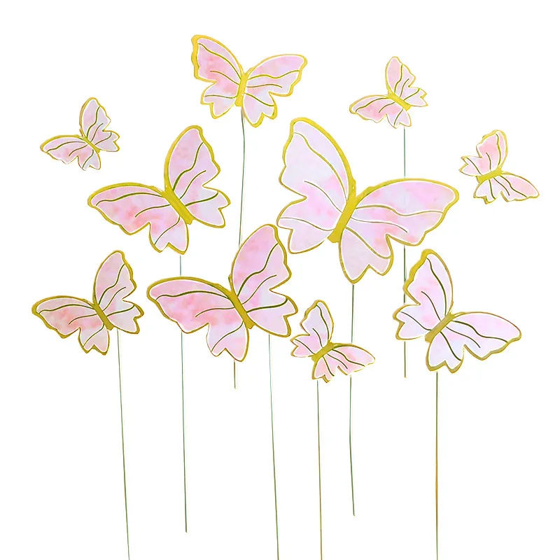 10/50 Stück Dessert-Kuchen-Deko Schmetterling-Stempel 3D Schmetterling-Kuchenaufsätze Prinzessin Mädchen Hochzeit Happy Birthday Party Dekoration – Detail 3