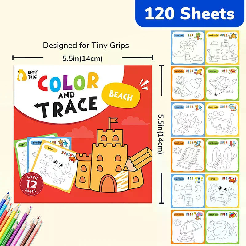 10 Book Set, Children's Coloring Book To Enhance Cognitive Thinking, Including 10 Cartoon Themes For Boys And Girls