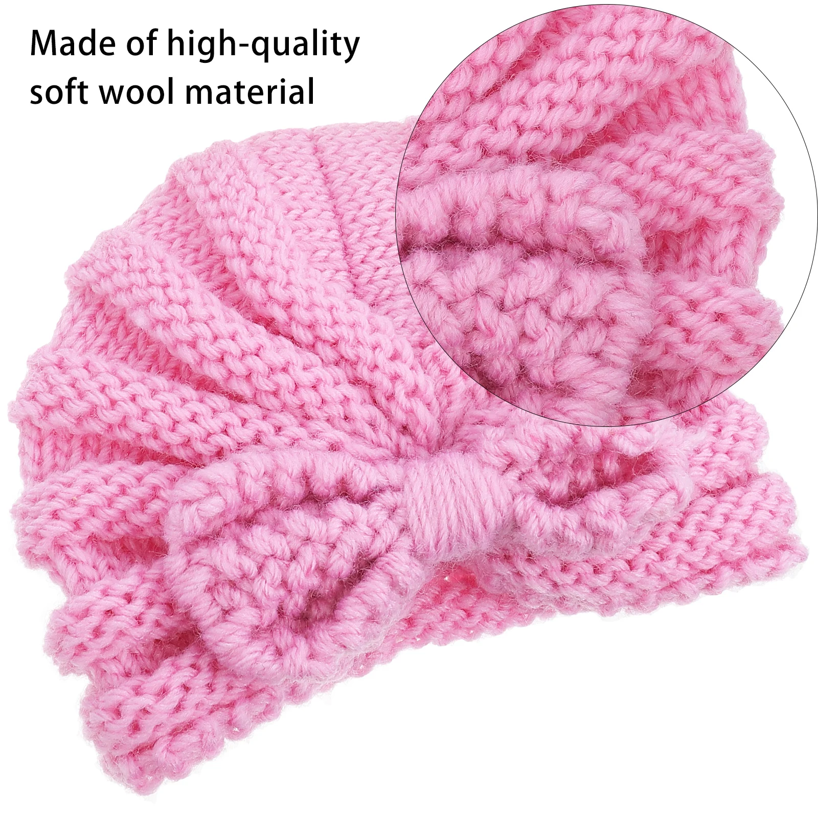 

2Pcs Baby Knit Turban Hat Knitted Beanie Caps Infant Winter Warm Hats Party Birthday Photo Props Hat Toddler Warm Caps