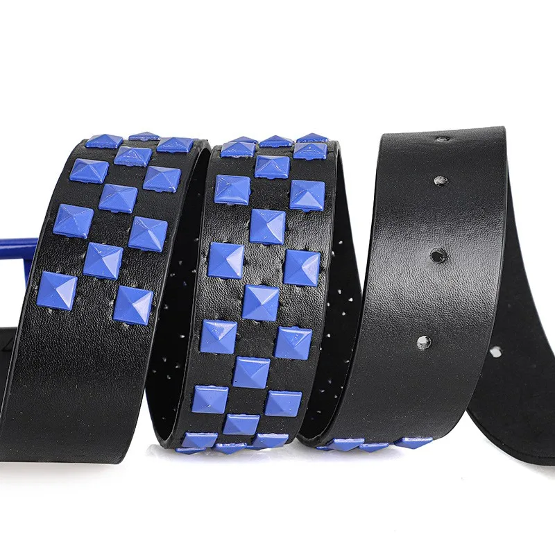 Bunter Nietengürtel für Damen, Unisex-Gürtel im Y2K-Stil, Heavy-Metal-Gürtel, europäischer und amerikanischer Punk-Rock-Jeansgürtel – Detail 15