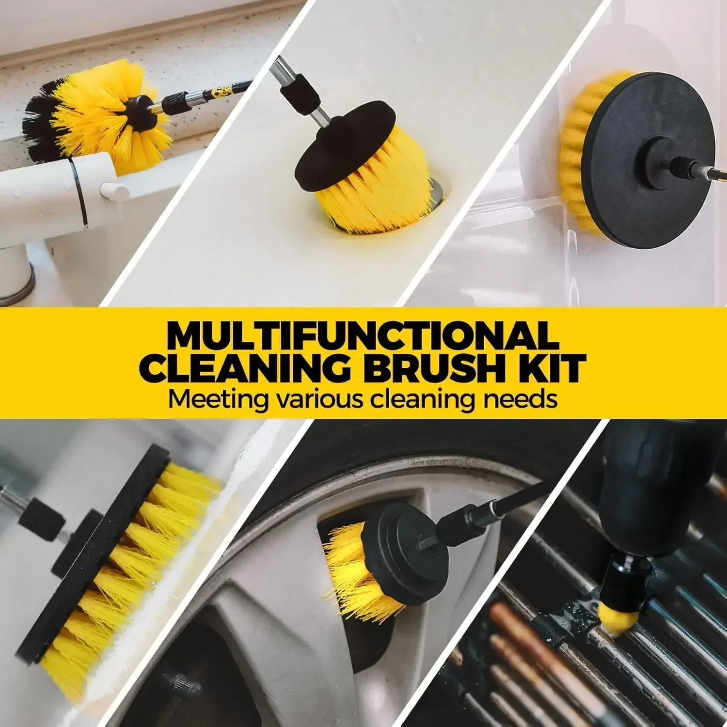 23Pack Drill Cleaning Brush Attachments Set with Scrub Pads Buffing Pads Extend Long Attachment for Car Cleaning Supplies Shower