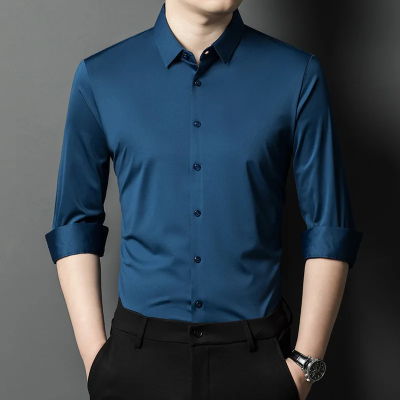 

HH277New solid color long sleeve shirt men's wedding groom business wedding best man shirt