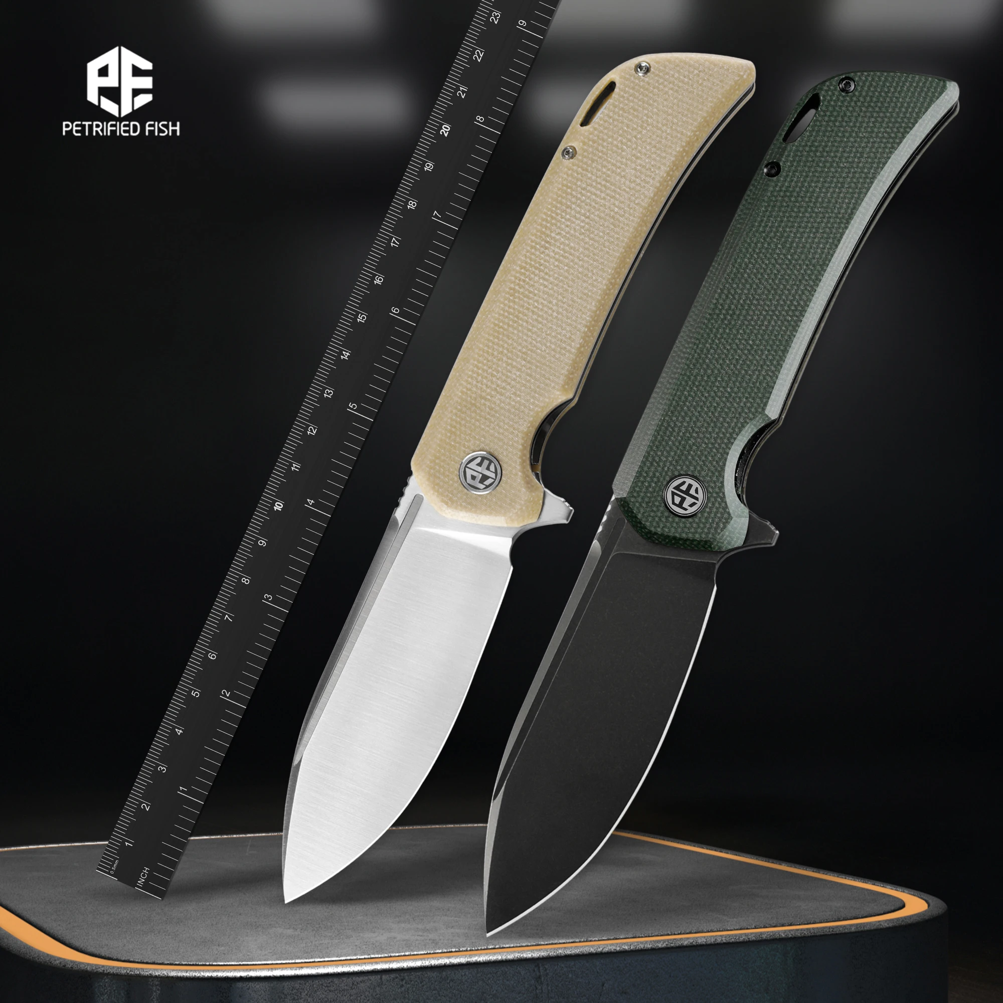 Petrified Fish PFB05 Folding Knife Jackknife 14C28N Steel G10 Knife Micarta Handle Camping Survival Knife EDC Outdoor Tools