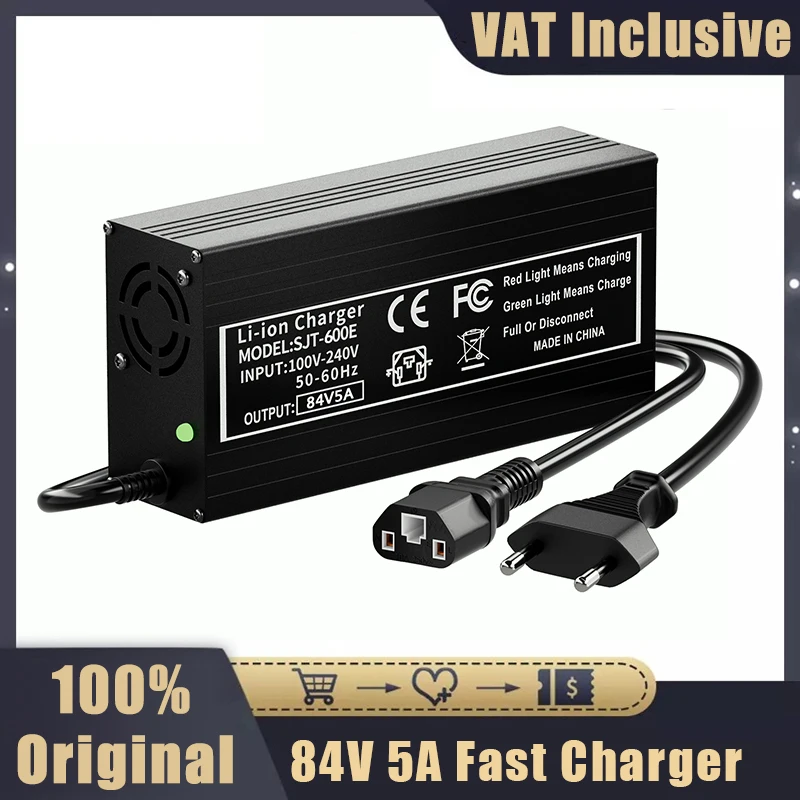 84V 5A Fast Charger for 72V 20S Electric Motorcycle Lithium Battery IEC Power Plug With Fan Intelligent Charger Parts