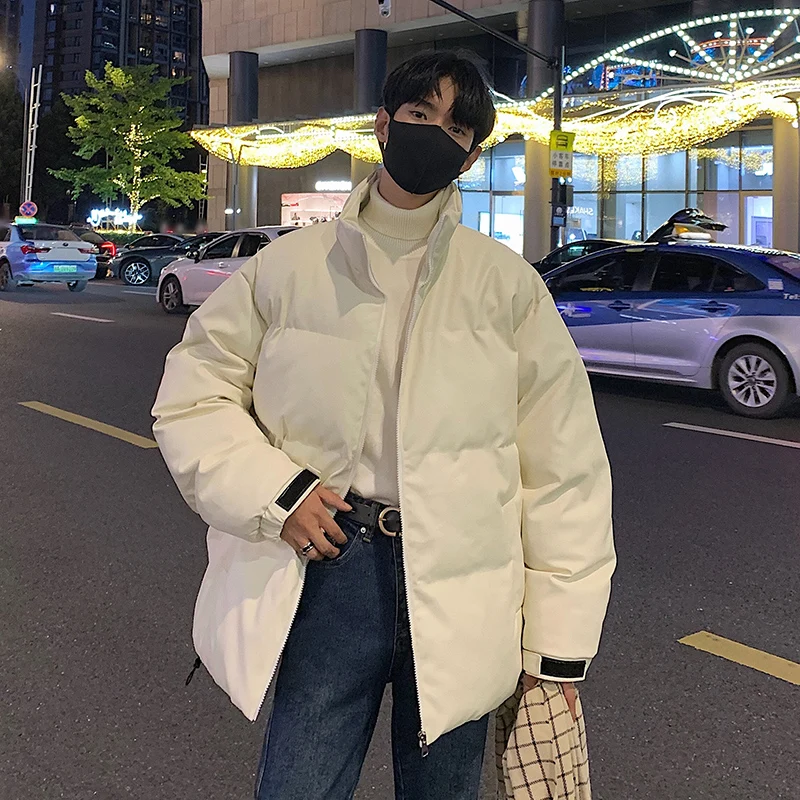 

Мужская зимняя утепленная куртка из хлопка и искусственной кожи с воротником-стойкой, молодежная повседневная модная верхняя одежда для защиты от холода