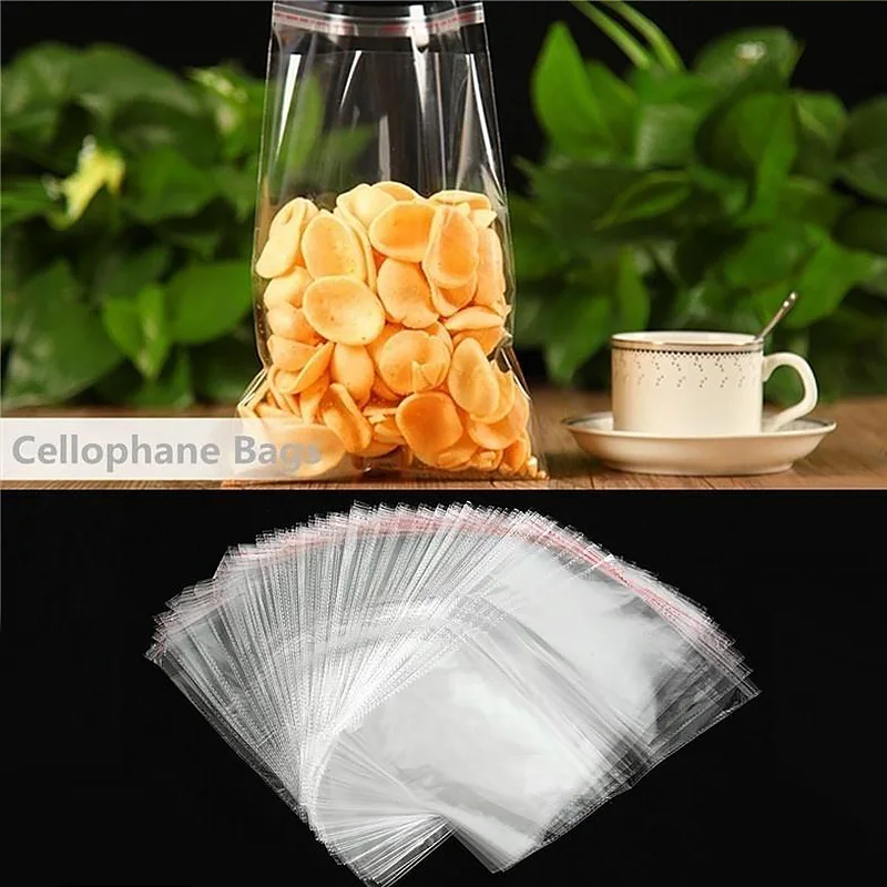 100Pcs Plastic Self-Adhesive Jewelry Packaging Bag Resealable Clear Storage Pouch Wedding Party Gift Wrapping Transparent Bags