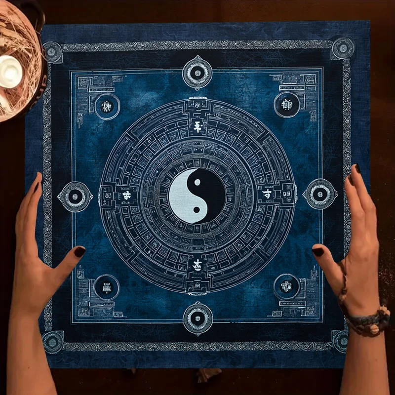VIKAMA Tai Chi Bagua Tarot Tablecloth Eastern Metaphysics Altar Ceremony Cloth Yi Jing Divination Table Mat