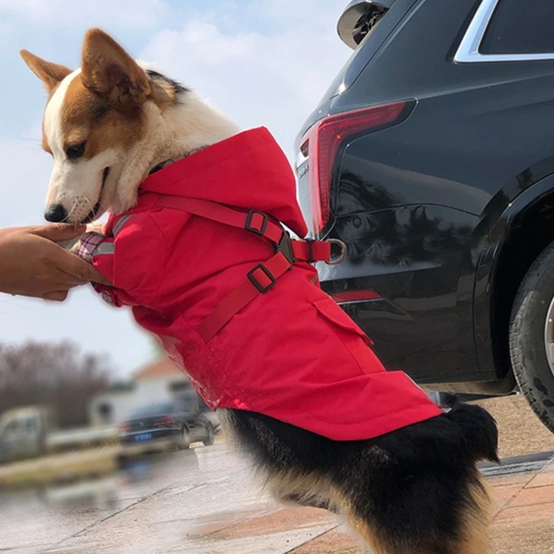 

Прогулочный плащ со светоотражающими полосками, плащ для собак, ветрозащитный дождевик для собак, четырехсезонная одежда для домашних животных, уличная одежда
