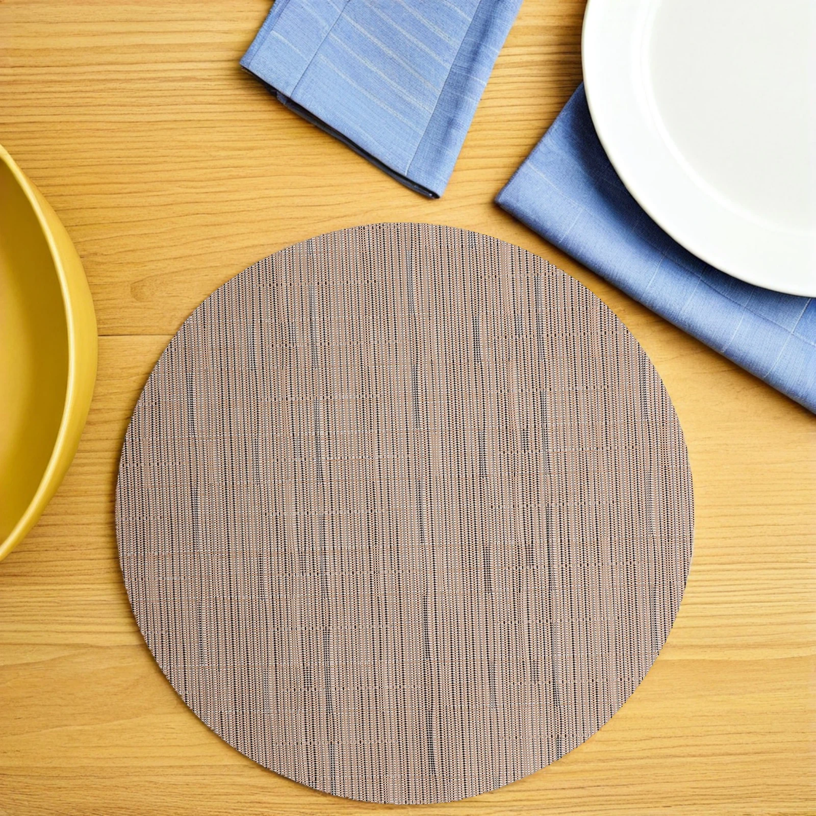 

Round Woven Placemat Heat Resistant Table Pad Kitchen Dining Table Protector Pot Holder Hot Pads Pads for Dining Room Tables