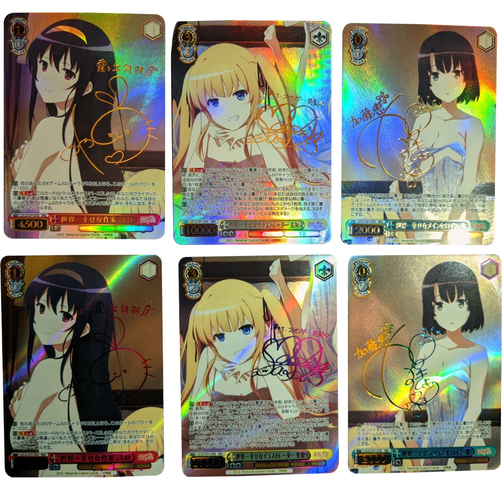 

WS Anime Collection Card Kasumigaoka Utaha Megumi Kato Bronzing Signature Card Refractive Color Flash Kids Gifts 63*88mm