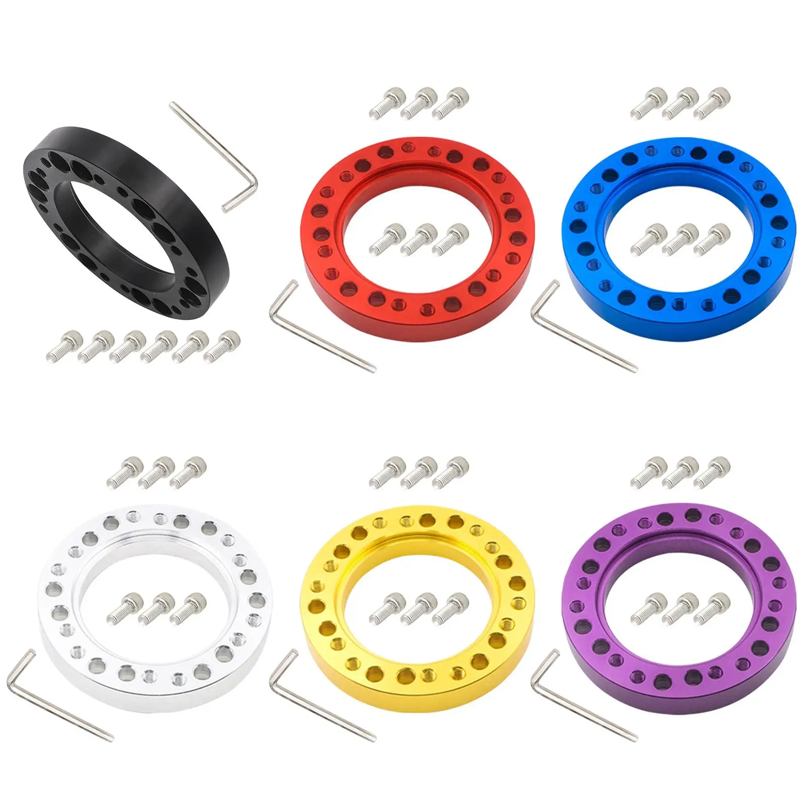 Aluminum Car Steering Wheel Hub Adapter Spacer Pad W/ 6 Screws Vehicle Parts Wheels Accessories Conversion Spacer Racing Car